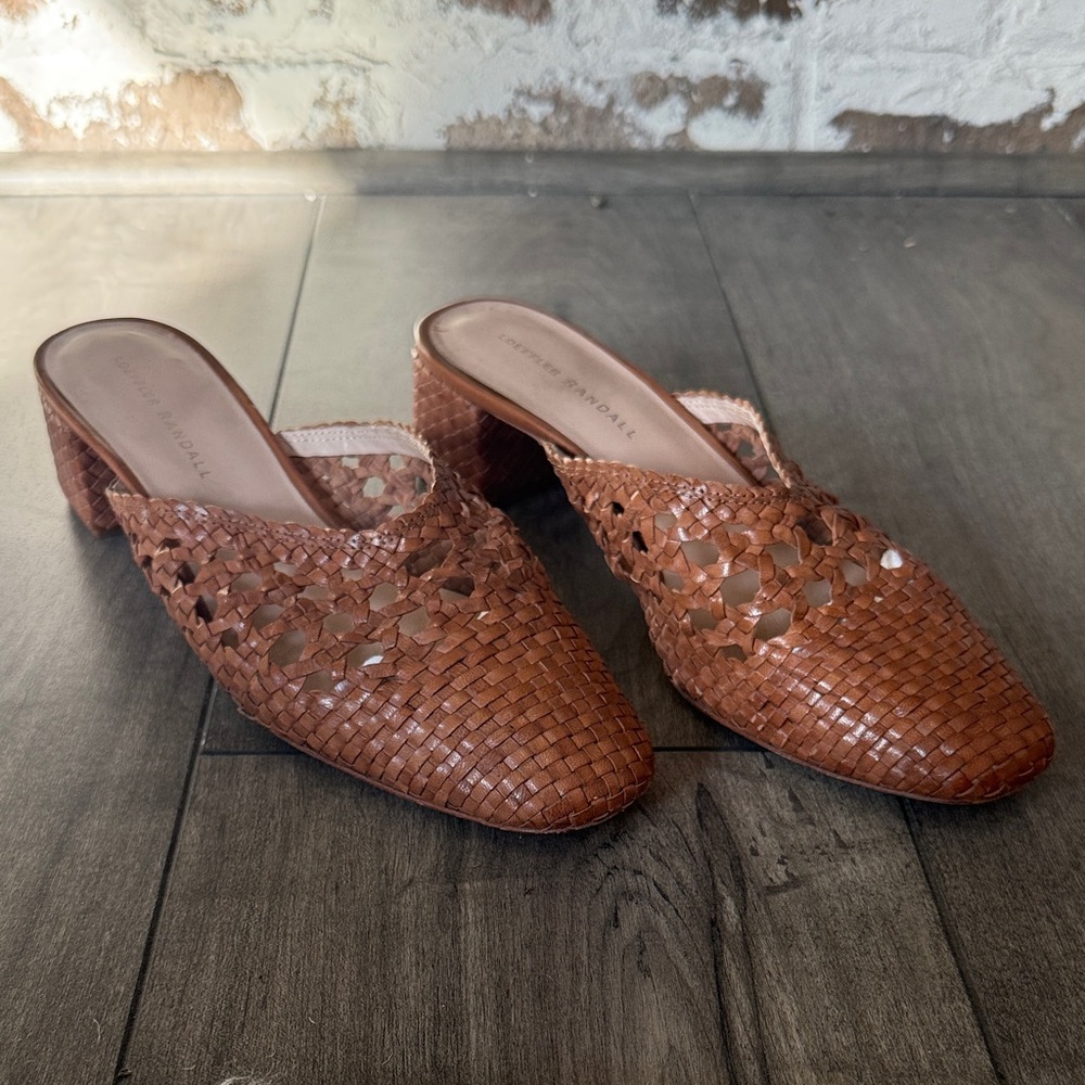 Loeffler Randall Lulu Timber Brown Woven Mules